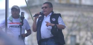 Los integrantes del Sindicato de Trabajadores de la Educación de Guatemala (STEG), liderados por Joviel Acevedo, fueron sancionados de nuevo. Foto La Hora: Fabricio Alonzo