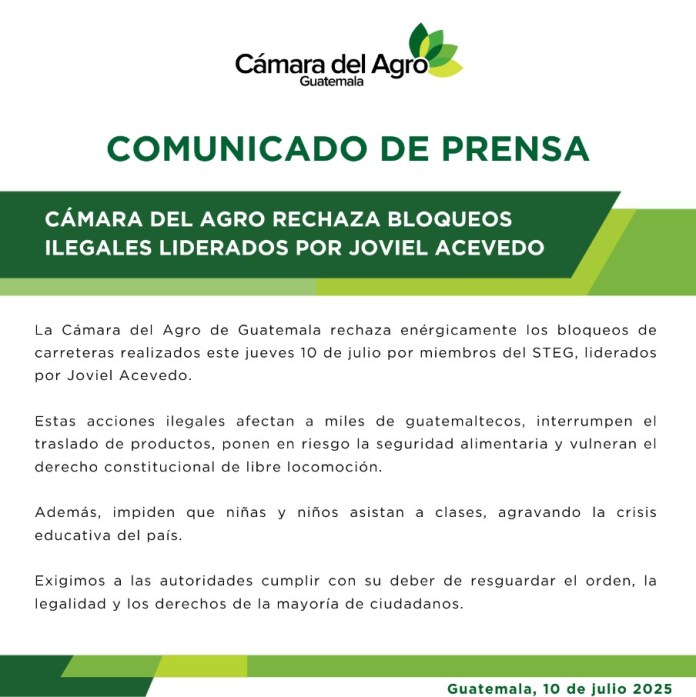 Cámara del Agro Comunicado