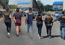 Detienen a dos mujeres que contaban con cinco órdenes de captura por extorsión Mujeres detenidas por órdenes de captura por el delito de extorsión. Foto La Hora: PNC