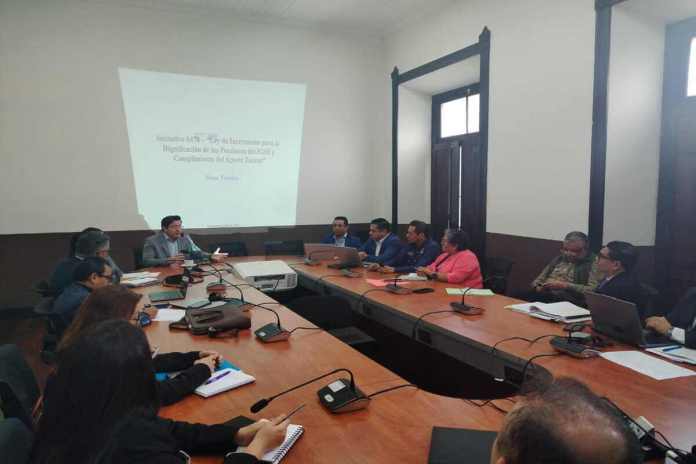 El presidente de la comisión de Finanzas, Julio Héctor Estrada, inicia la discusión de la iniciativa de ley para aumentar pensiones en el Seguro Social. Foto: La Hora