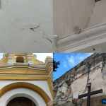 Diferentes daños se registraron en templos de Antigua Guatemala. Foto La Hora: Redes Sociales