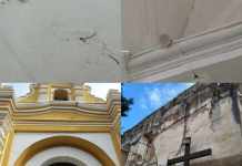 Diferentes daños se registraron en templos de Antigua Guatemala. Foto La Hora: Redes Sociales