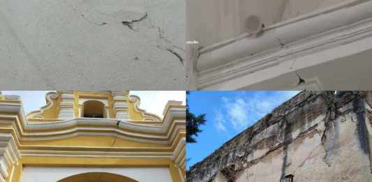 Diferentes daños se registraron en templos de Antigua Guatemala. Foto La Hora: Redes Sociales