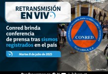 La Coordinadora Nacional para la Reducción de Desastres (Conred) realizará una conferencia de prensa por los sismos de este martes. Diseño La Hora: Alejandro Ramírez