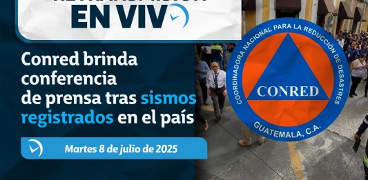 La Coordinadora Nacional para la Reducción de Desastres (Conred) realizará una conferencia de prensa por los sismos de este martes. Diseño La Hora: Alejandro Ramírez