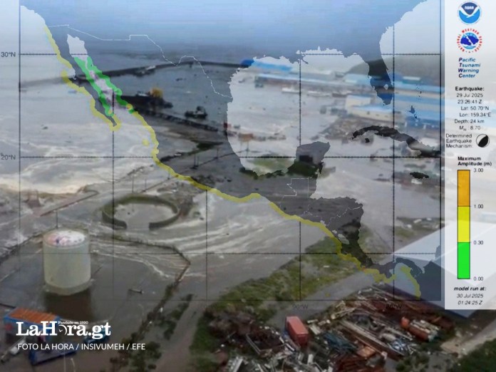 Alerta de tsunami no representa peligro, sin embargo, aumentará el oleaje, afirma el Insivumeh.