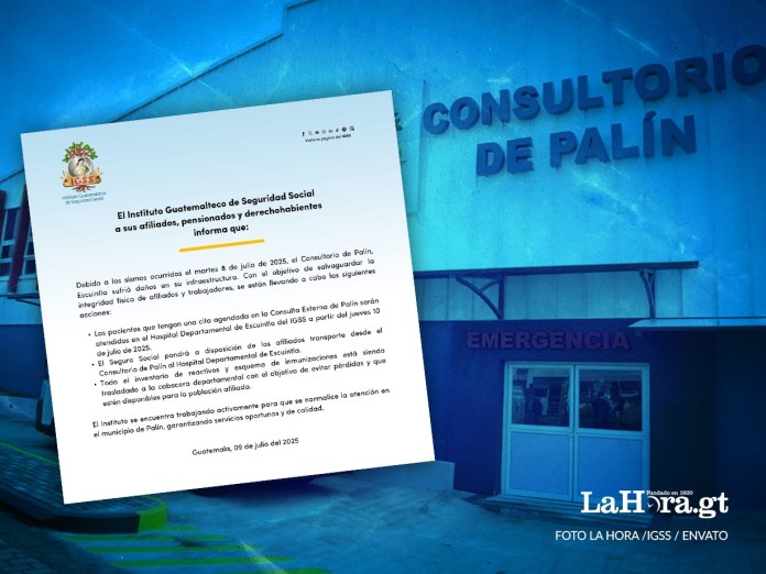 IGSS informa sobre cambio de sede en Palín, Escuintla, tras daños por sismos.