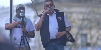 El lider del Sindicato de Trabajadores de la Educación de Guatemala (STEG), Joviel Acevedo, habló sobre una "segunda fase" de medidas. Foto La Hora: Fabricio Alonzo
