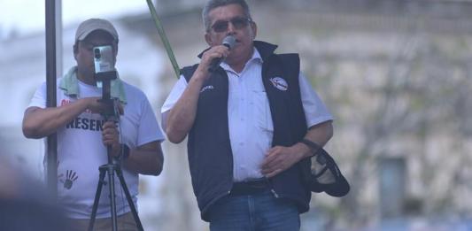 El lider del Sindicato de Trabajadores de la Educación de Guatemala (STEG), Joviel Acevedo, habló sobre una "segunda fase" de medidas. Foto La Hora: Fabricio Alonzo