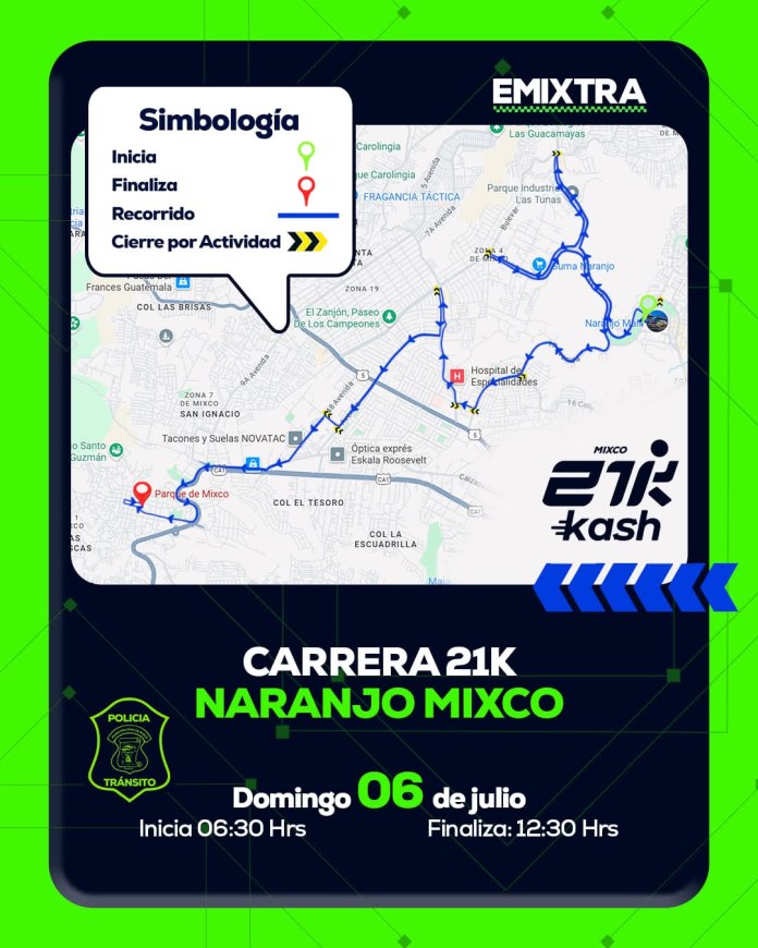 Emixtra comparte el recorrido de la carrera 21k que pasará por varios sectores de ese municipio. Foto: Emixtra