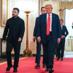 Presidente Donald Trump y su homólogo de Ucrania Volodímir Zelenski, en la Casa Blanca. Foto La Hora: EFE