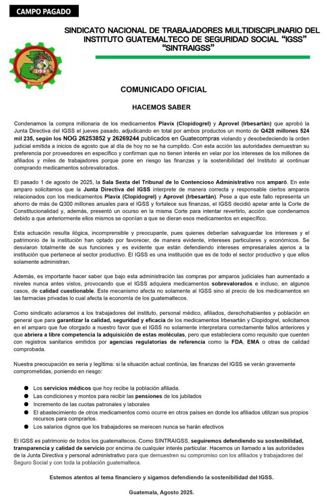 Campo pagado Sintraigss. 