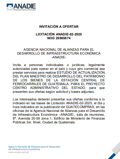 licitación ANADIE