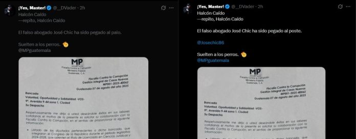 Modificación de publicación en ¡Yes, Master! por solicitud a bancada VOS.