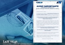 Comunicado de Correos de Guatemala sobre suspensión de envíos a EE.UU. Foto La Hora: Correos de Guatemala