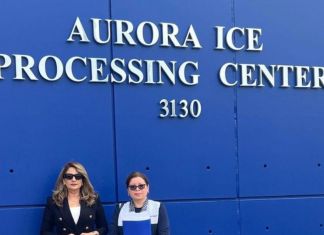 Funcionarias del Consulado General de Guatemala en Denver en el Centro de Detención GEO de Aurora. Foto La Hora: Minex