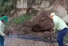 Derrumbe registrado en San Cristóbal, zona 8 de Mixco. Foto La Hora: Captura de pantalla