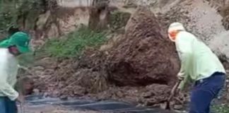 Derrumbe registrado en San Cristóbal, zona 8 de Mixco. Foto La Hora: Captura de pantalla