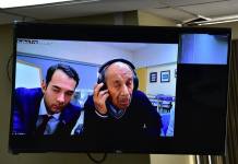 Edgar Rolando Hernández Méndez, enfrenta audiencia de primera declaración vía videoconferencia. Foto La Hora: Daniel Ramírez