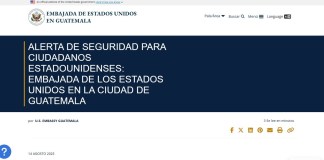 Embajada de EE. UU.: información creíble de posibles amenazas en zona 16 Embajada de EE. UU en Guatemala emite alerta de seguridad. Foto La Hora: Captura de Pantalla.