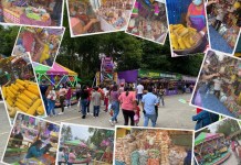 La feria que se realiza en el Hipódromo del Norte, zona 2 de la Ciudad Capital reúne a miles de visitantes en un corredor cultural lleno de juegos mecánicos, gastronomía típica y expresiones artísticas. Foto La Hora: José Orozco- Diseño Roberto Altán.