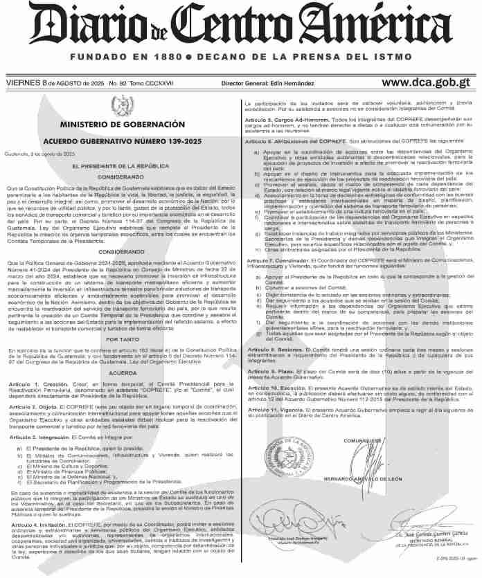 Acuerdo Gubernativo 139-2025, COPREFE.