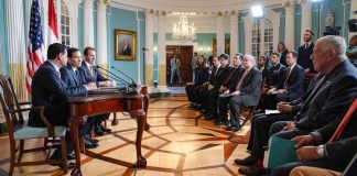 Marco Rubio durante su visita en Paraguay para la firma del memorando para reforzar la cooperación contra la inmigración irregular.