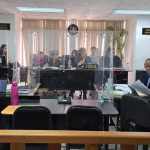 El Tribunal Sexto de Sentencia Penal se prepara a escuchar declaraciones en el juicio por el caso Industria Militar. Foto La Hora: Sergio Osegueda