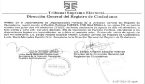 Inscripción del Partido político Fuerza por Guatemala