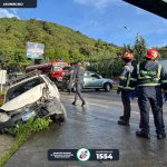Durante la mañana de este jueves 21 de agosto se registró un accidente de tránsito a la altura del kilómetro 21 de la Ruta Interamericana, Foto La Hora: Bomberos Departamentales.