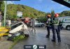 Durante la mañana de este jueves 21 de agosto se registró un accidente de tránsito a la altura del kilómetro 21 de la Ruta Interamericana, Foto La Hora: Bomberos Departamentales.