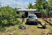 Presunta guarida del Barrio 18 allanada en Escuintla. Foto La Hora: MP