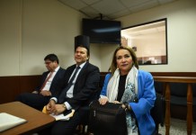 De izquierda a derecha: los magistrados Ranulfo Rojas, Gabriel Aguilera e Irma Elizabeth Palencia. Foto: La Hora / Fabricio Alonzo.