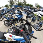 Motocicletas donadas a la PNC por parte de China (Taiwán). Foto La Hora: Mingob