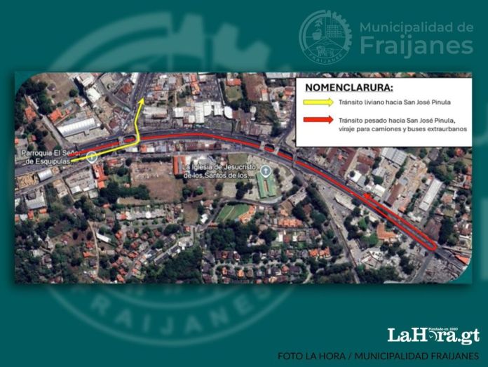 Cierre parcial por trabajos en paso a desnivel Don Justo, Santa Catarina Pinula. Foto La Hora: Municipalidad de Fraíjanes.