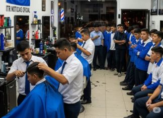 Las barberías trabajaron hasta tarde para poder atender a los estudiantes. Foto La Hora: Redes sociales