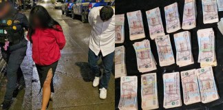 PNC recaptura a pareja con más de Q283 mil en efectivo. Foto La Hora: PNC.