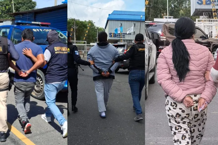 PNC confirma la captura de 18 presuntos extorsionistas Presuntos extorsionistas capturados durante operativos en el departamento de Guatemala. Foto La Hora: PNC