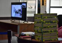 Pandilleros se presentaron a la audiencia vía videoconferencia. Foto La Hora: La Hora