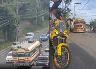 PMT detiene a conductor que circulaba en sentido contrario en Santa Catalina Pinula. Foto La Hora Captura de Pantalla.
