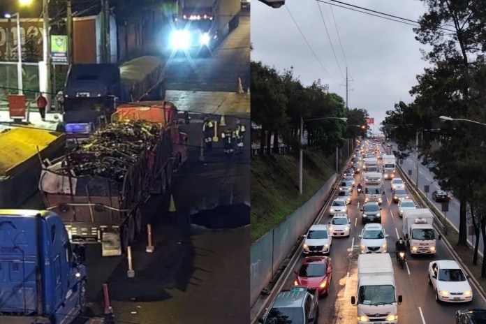 Caos vehicular en la capital: tráiler averiado colapsa Periférico Norte por segundo día consecutivo. Foto La Hora: Foto Amilcar Montejo- Tránsito Mixco.