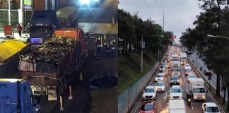 Caos vehicular en la capital: tráiler averiado colapsa Periférico Norte por segundo día consecutivo. Foto La Hora: Foto Amilcar Montejo- Tránsito Mixco.