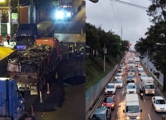 Caos vehicular en la capital: tráiler averiado colapsa Periférico Norte por segundo día consecutivo. Foto La Hora: Foto Amilcar Montejo- Tránsito Mixco.