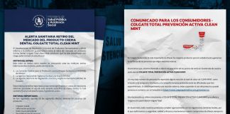 MSPAS emite alerta sanitaria para el retiro del producto Colgate Total Clean Mint ante contenido de fluoruro de estaño. Foto La Hora: Roberto Altán