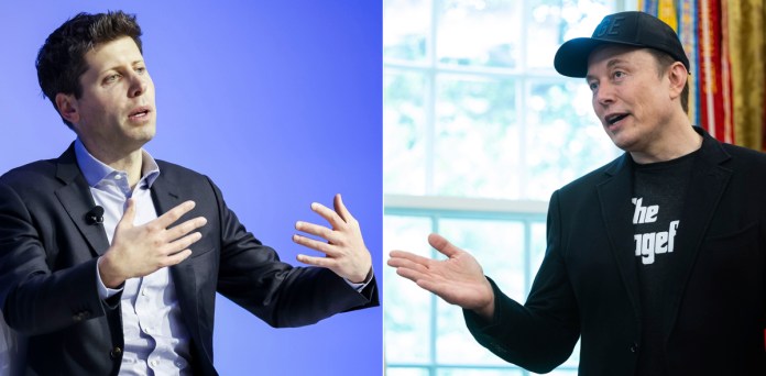 Combo de fotografías de archivo que muestra al director general de OpenAI, Sam Altman (i), y el empresario Elon Musk.. Foto La Hora: EFE