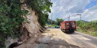 Autoridades habilitaron el paso entre Villa Canales y Boca del Monte tras derrumbe. Foto La Hora: Conred
