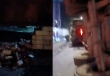 El conductor de un tráiler volcó en zona 4 de Mixco, lo que provocó daños en la infraestructura de una vivienda. Foto Joyce Cuevas