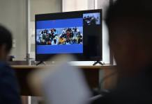 34 reos que se amotinaron en Gaviotas se presentaron a la audiencia vía videoconferencia. Foto: Fabricio Alonzo