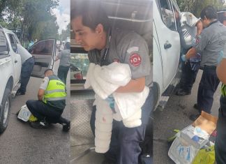 Bomberos Aeronáuticos asisten parto en plena vía pública del bulevar Juan Pablo II