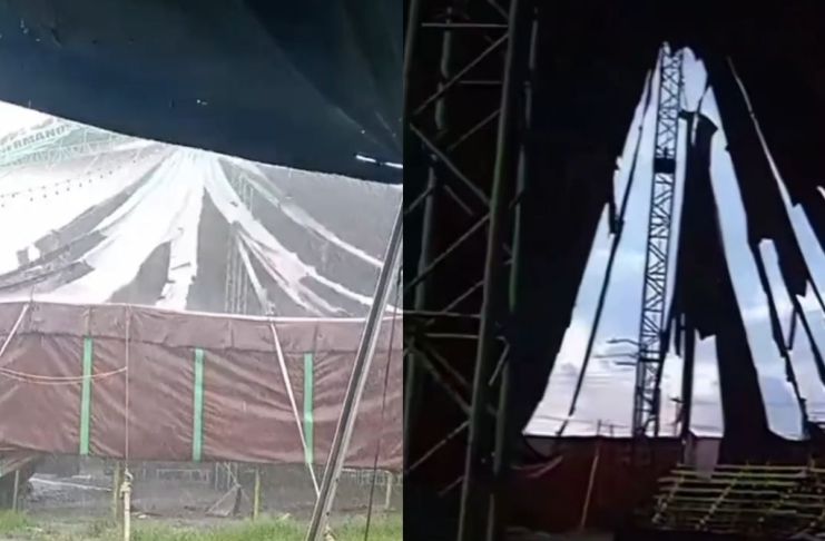 "Se nos vino un gran aire": Circo Mónaco es destruido por las lluvias. Foto La Hora: Capturas.